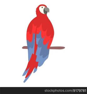 Macaw pet on branch icon cartoon vector. Parrot bird. Cute jungle pet. Macaw pet on branch icon cartoon vector. Parrot bird