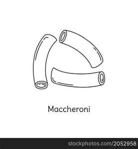 Maccheroni pasta illustration. Vector doodle sketch. Traditional Italian food. Hand-drawn image for engraving or coloring book. Isolated black line icon. Editable stroke.. Maccheroni pasta illustration. Vector doodle sketch. Traditional Italian food. Hand-drawn image for engraving or coloring book. Isolated black line icon. Editable stroke