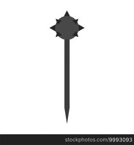 Mace weapon medieval vector illustration. Military war warrior icon steel mace arm design symbol. Cartoon power game black iron sharp silhouette hammer. Heavy protection royal ball weapon