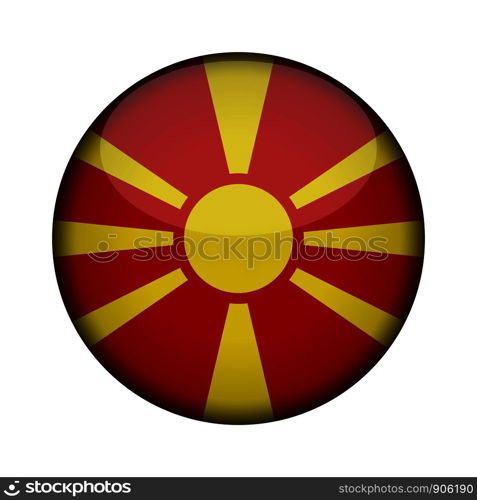 macedonia Flag in glossy round button of icon. macedonia emblem isolated on white background. National concept sign. Independence Day. Vector illustration.