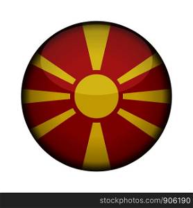 macedonia Flag in glossy round button of icon. macedonia emblem isolated on white background. National concept sign. Independence Day. Vector illustration.