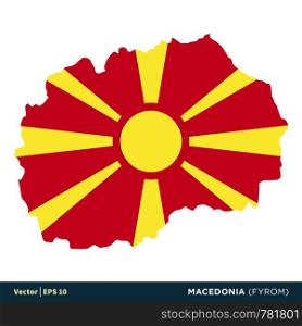 Macedonia (FYROM) - Europe Countries Map and Flag Vector Icon Template Illustration Design. Vector EPS 10.