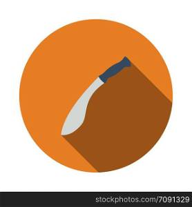 Machete Icon. Flat Circle Stencil Design With Long Shadow. Vector Illustration.