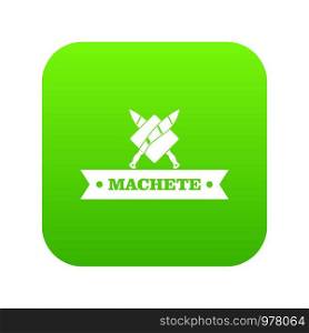Machete icon green vector isolated on white background. Machete icon green vector