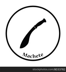 Machete icon. Thin circle design. Vector illustration.
