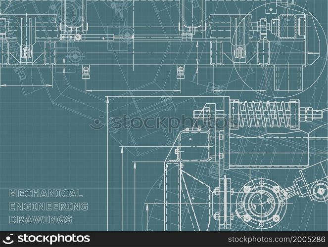 Machine-building industry. Computer aided design systems. Technical illustrations, Corporate Identity. Instrument-making drawings. Blueprint, diagram, plan sketch. Blueprint, background. Instrument-making Corporate Identity