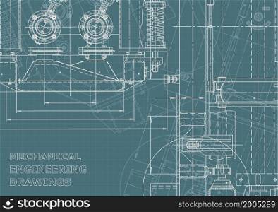 Machine-building industry. Instrument-making drawing. Computer aided design Corporate Identity. Blueprint, background. Instrument-making Corporate Identity