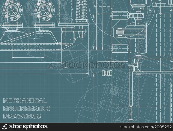 Machine-building industry. Mechanical engineering drawing. Instrument-making Corporate Identity. Technical illustrations, backgrounds. Blueprint, diagram plan. Blueprint, background. Instrument-making Corporate Identity