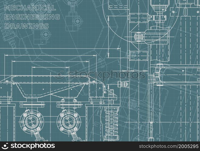 Machine-building. Instrument-making. Computer aided design system. Corporate Identity. Blueprint, background. Instrument-making Corporate Identity