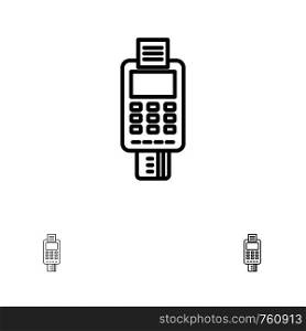 Machine, Business, Card, Check, Credit Card, Credit Card Machine, Payment, ATM Bold and thin black line icon set