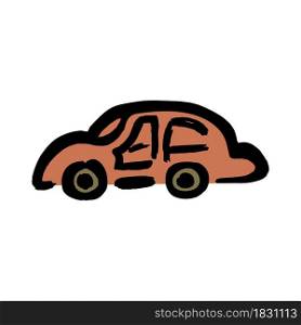 Machine, car icon. Hand drawing paint, brush drawing. Isolated on a white background. Doodle grunge style icon. Outline, line icon, cartoon illustration. Doodle grunge style icon. Decorative element. Outline, cartoon line icon
