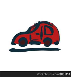 Machine, car icon. Hand drawing paint, brush drawing. Isolated on a white background. Doodle grunge style icon. Decorative element. Outline, line icon, cartoon illustration. Doodle grunge style icon. Decorative element. Outline, cartoon line icon