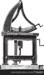 Machine currying rims, Profile view, vintage engraved illustration. Industrial encyclopedia E.-O. Lami - 1875.