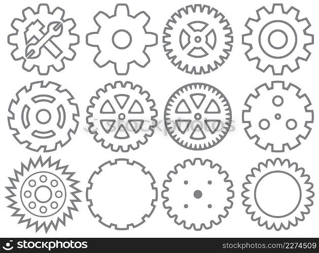 Machine gears collection (wheel cogwheel vector set)