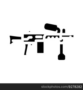 machine gun weapon military glyph icon vector. machine gun weapon military sign. isolated symbol illustration. machine gun weapon military glyph icon vector illustration