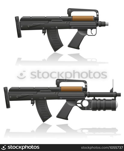 machine gun with a short barrel and grenade launcher vector illustration isolated on white background