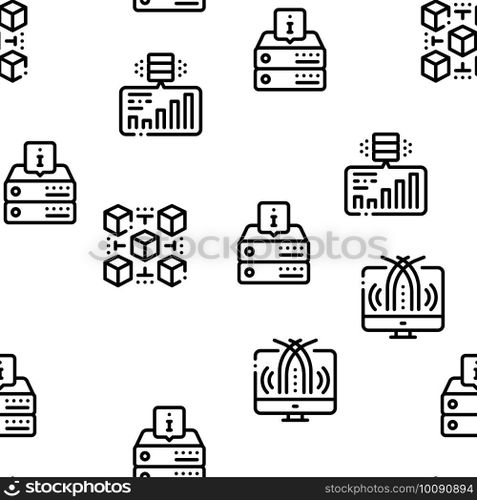 Machine Learning Ai Seamless Pattern Vector Thin Line. Illustrations. Machine Learning Ai Seamless Pattern Vector