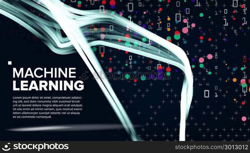 Machine Learning Background Vector. Algorithm Visualization. Futuristic Code. Cryptography Binary Technologies. Techno Illustration. Machine Learning Background Vector. Analytics Cloud. Machine Information Technologies. Software Illustration