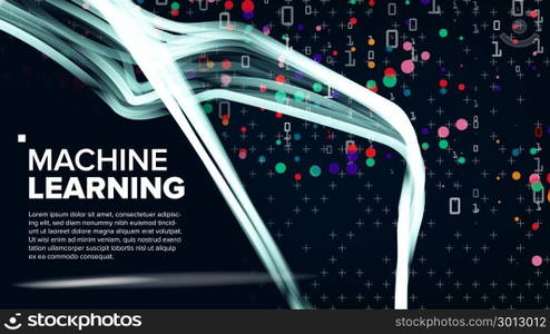 Machine Learning Background Vector. Algorithm Visualization. Futuristic Code. Cryptography Binary Technologies. Techno Illustration. Machine Learning Background Vector. Analytics Cloud. Machine Information Technologies. Software Illustration