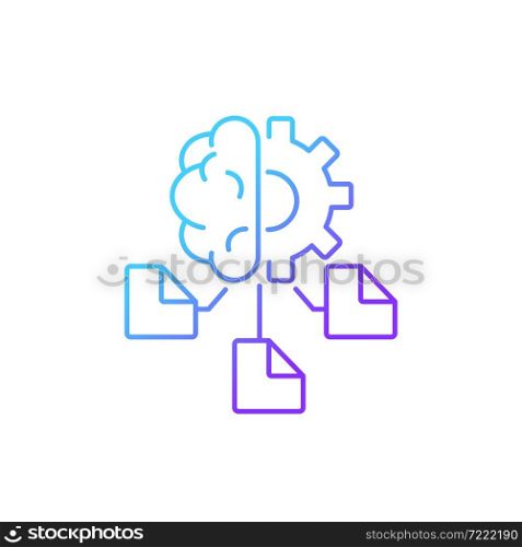 Machine learning gradient linear vector icon. Computer algorithms. Artificial intelligence application. Data modeling. Thin line color symbol. Modern style pictogram. Vector isolated outline drawing. Machine learning gradient linear vector icon