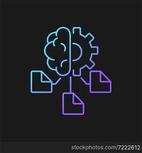 Machine learning gradient vector icon for dark theme. Computer algorithms. Artificial intelligence application. Thin line color symbol. Modern style pictogram. Vector isolated outline drawing. Machine learning gradient vector icon for dark theme