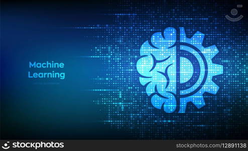Machine learning icon made with binary code. AI Artificial Intelligence. Deep learning. Data mining, Big Data, algorithm, neural network . Digital code background with digits 1.0. Vector Illustration. Machine learning icon made with binary code. AI Artificial Intelligence. Deep learning. Data mining, Big Data, algorithm, neural network . Digital code background with digits 1.0. Vector Illustration.