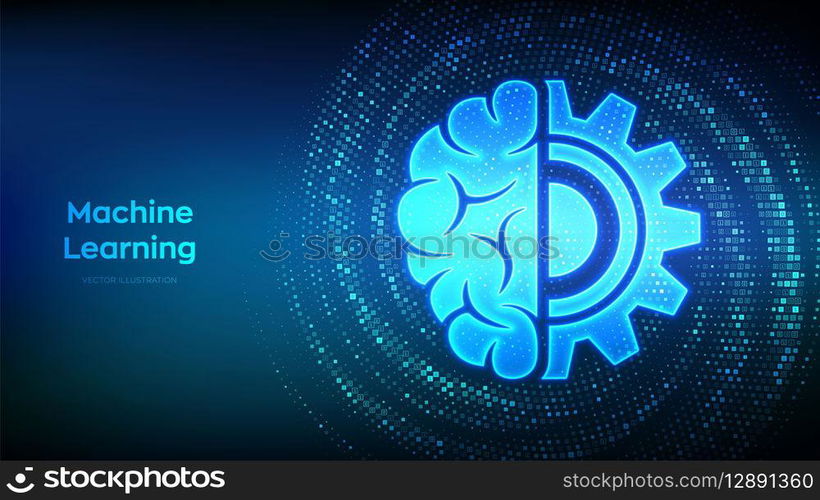 Machine learning icon made with binary code. AI Artificial Intelligence. Deep learning. Data mining, Big Data, algorithm, neural network . Digital code background with digits 1.0. Vector Illustration. Machine learning icon made with binary code. AI Artificial Intelligence. Deep learning. Data mining, Big Data, algorithm, neural network . Digital code background with digits 1.0. Vector Illustration.