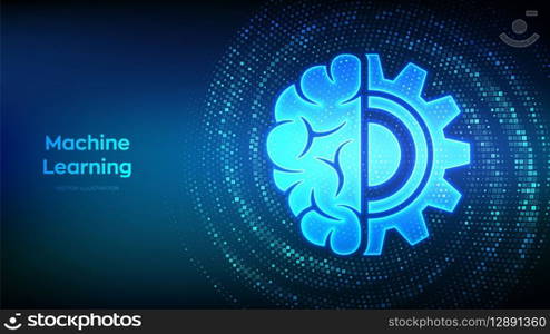 Machine learning icon made with binary code. AI Artificial Intelligence. Deep learning. Data mining, Big Data, algorithm, neural network . Digital code background with digits 1.0. Vector Illustration. Machine learning icon made with binary code. AI Artificial Intelligence. Deep learning. Data mining, Big Data, algorithm, neural network . Digital code background with digits 1.0. Vector Illustration.
