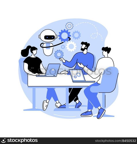 Machine learning isolated cartoon vector illustrations. Students work with computer algorithms, artificial intelligence, natural language processing, make research at university vector cartoon.. Machine learning isolated cartoon vector illustrations.