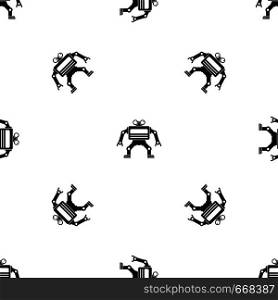 Machine pattern repeat seamless in black color for any design. Vector geometric illustration. Machine pattern seamless black