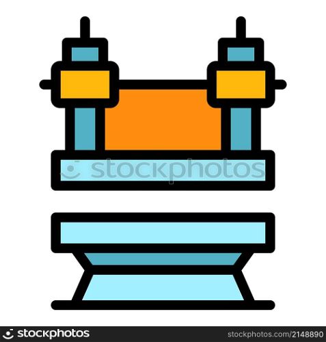 Machine press power icon. Outline machine press power vector icon color flat isolated. Machine press power icon color outline vector