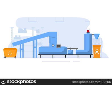 Machine Recycle Process with Trash Organic, Paper or Plastic to Protect the Ecology Environment Suitable For Background, And Web in Flat Illustration