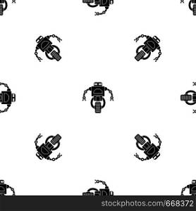 Machine robot pattern repeat seamless in black color for any design. Vector geometric illustration. Machine robot pattern seamless black