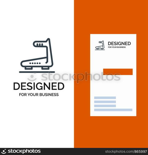 Machine, Running, Track, Treadmill Grey Logo Design and Business Card Template