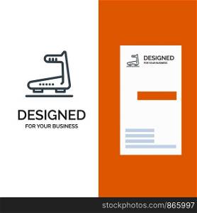 Machine, Running, Track, Treadmill Grey Logo Design and Business Card Template