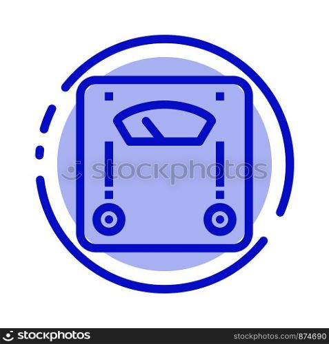Machine, Scale, Weighing, Weight Blue Dotted Line Line Icon