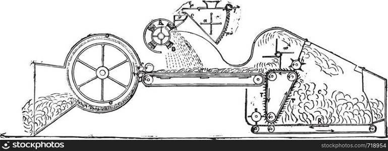 Machine silage of Mr Martin, vintage engraved illustration. Industrial encyclopedia E.-O. Lami - 1875.