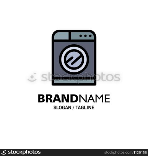 Machine, Technology, Washing, Washing Business Logo Template. Flat Color