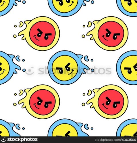 mad angry curious seamless pattern textile print