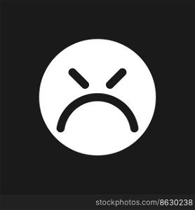 Mad emoticon dark mode glyph ui icon. Emotional expression. Feedback. User interface design. White silhouette symbol on black space. Solid pictogram for web, mobile. Vector isolated illustration. Mad emoticon dark mode glyph ui icon