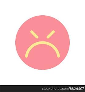 Mad emoticon flat color ui icon. Emotional expression. Negative feedback. Annoyed and irritated client. Simple filled element for mobile app. Colorful solid pictogram. Vector isolated RGB illustration. Mad emoticon flat color ui icon