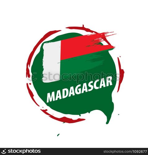 Madagascar national flag, vector illustration on a white background. Madagascar flag, vector illustration on a white background