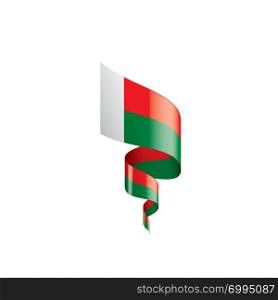 Madagascar national flag, vector illustration on a white background. Madagascar flag, vector illustration on a white background