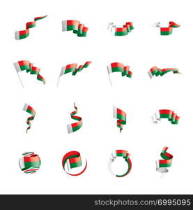 Madagascar national flag, vector illustration on a white background. Madagascar flag, vector illustration on a white background