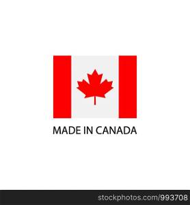 Made in Canada sign with national flag. Made in Canada sign