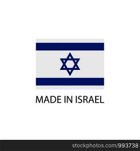 Made in Israel sign with national flag. Made in Israel sign