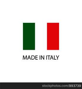 Made in Italy sign with national flag. Made in Italy sign
