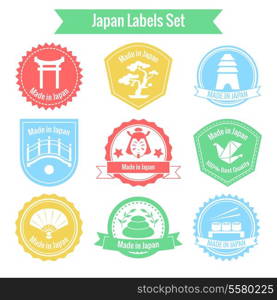 Made in Japan labels or badges set isolated vector illustration