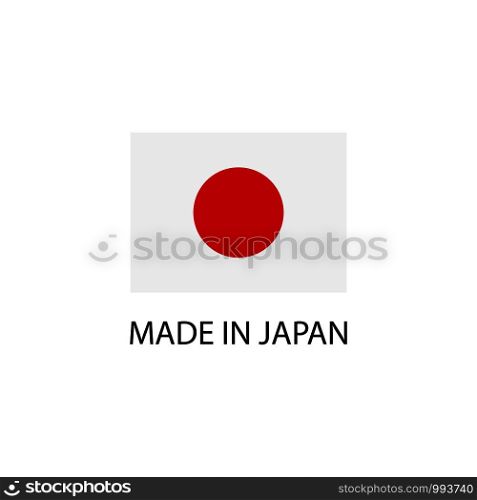 Made in Japan sign with national flag. Made in Japan sign