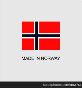 Made in Norway sign with national flag. Made in Norway sign